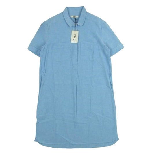 YMC ワイエムシー Q1FAU OXFORD SHIRT オックスフォード 半袖 シャツ ポルトガル製 ライトブルー系 8【美品】【中古】