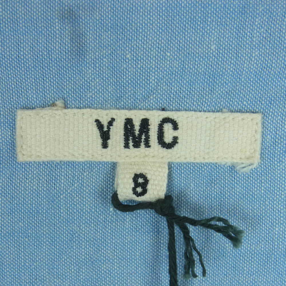 YMC ワイエムシー Q1FAU OXFORD SHIRT オックスフォード 半袖 シャツ ポルトガル製 ライトブルー系 8【美品】【中古】