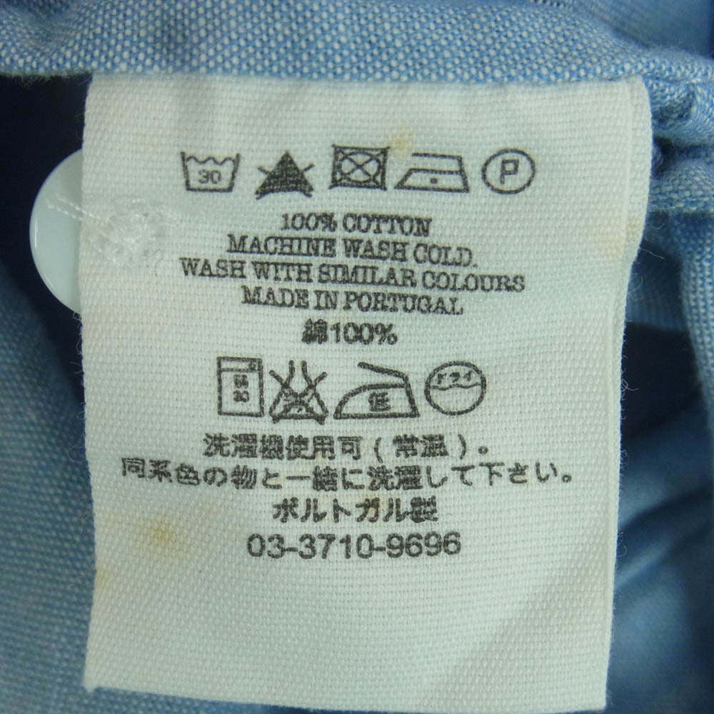 YMC ワイエムシー Q1FAU OXFORD SHIRT オックスフォード 半袖 シャツ ポルトガル製 ライトブルー系 8【美品】【中古】