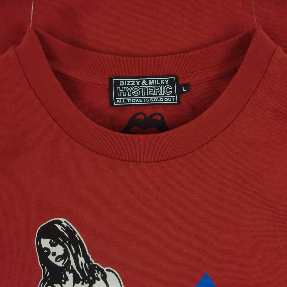HYSTERIC GLAMOUR ヒステリックグラマー 02243CT13 THE ROLLING STONES GIRL&TONGUE ローリング ストーンズ 半袖 Tシャツ レッド系 ブルー系 L【中古】