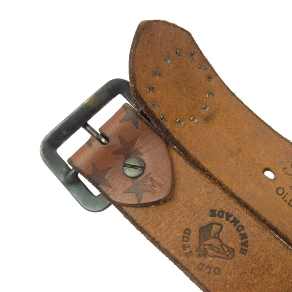 HYSTERIC GLAMOUR ヒステリックグラマー 02172QE03380 USA製 OLD STUD HANDMADE レザー スタッズ ベルト ブラウン系 M【中古】