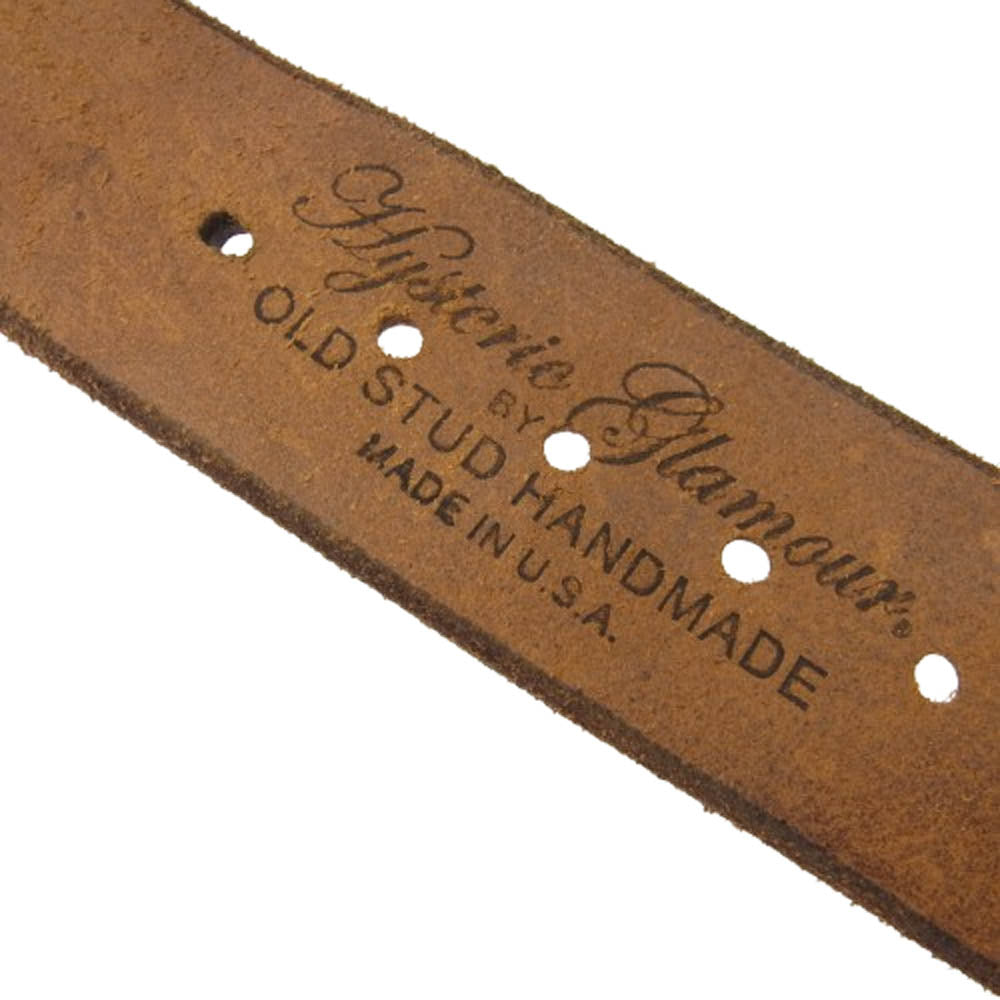 HYSTERIC GLAMOUR ヒステリックグラマー 02172QE03380 USA製 OLD STUD HANDMADE レザー スタッズ ベルト ブラウン系 M【中古】