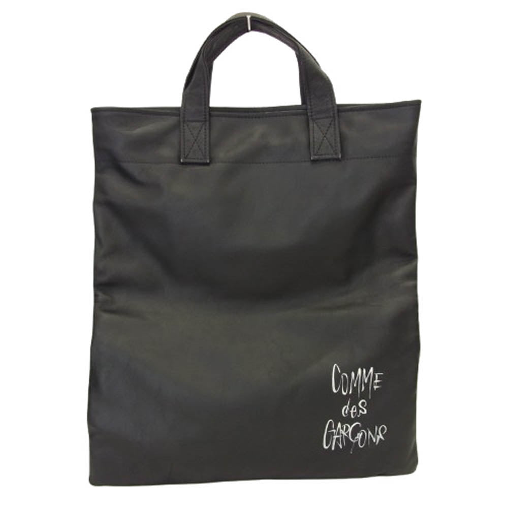 COMME des GARCONS コムデギャルソン KO-K001 × Lewis Leathers ルイスレザー LIVE FREE WITH STRONG WILL 青山限定 レザー トートバッグ ブラック系【中古】