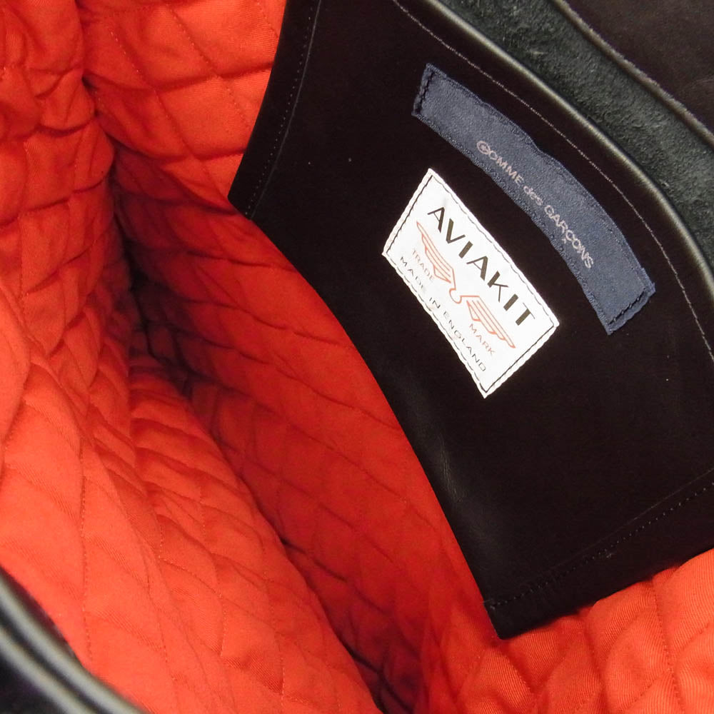 COMME des GARCONS コムデギャルソン KO-K001 × Lewis Leathers ルイスレザー LIVE FREE WITH STRONG WILL 青山限定 レザー トートバッグ ブラック系【中古】