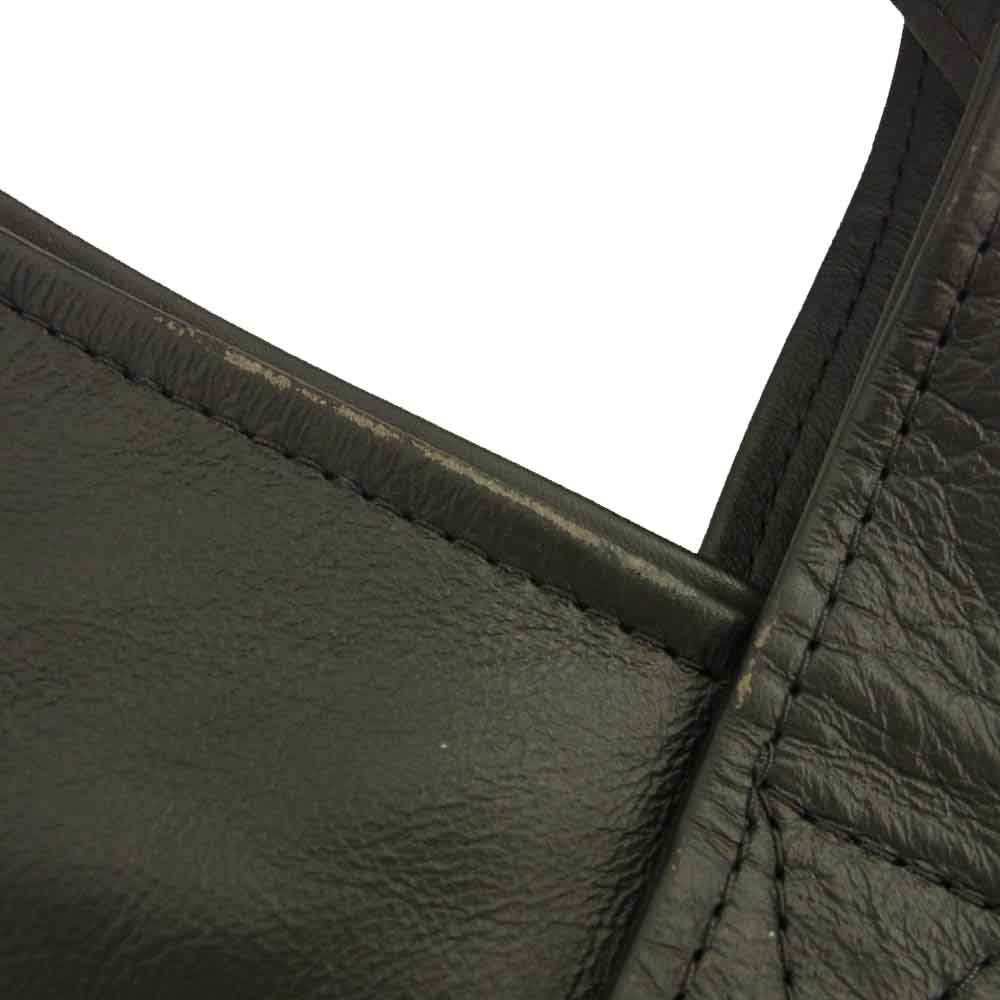 COMME des GARCONS コムデギャルソン KO-K001 × Lewis Leathers ルイスレザー LIVE FREE WITH STRONG WILL 青山限定 レザー トートバッグ ブラック系【中古】