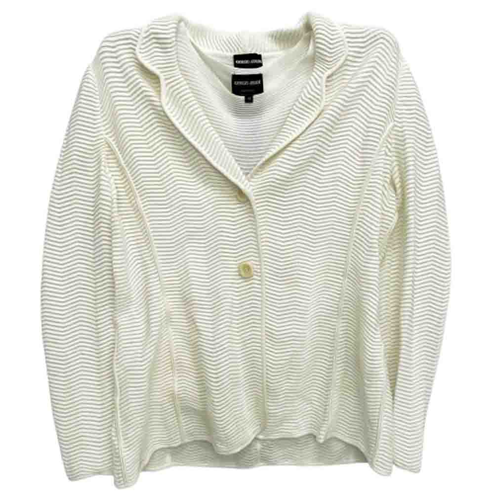 Giorgio Armani ボタン付きカーディガン ベージュ/グレー　xl GIORGIO ARMANI ジョルジオアルマーニ アンサンブル