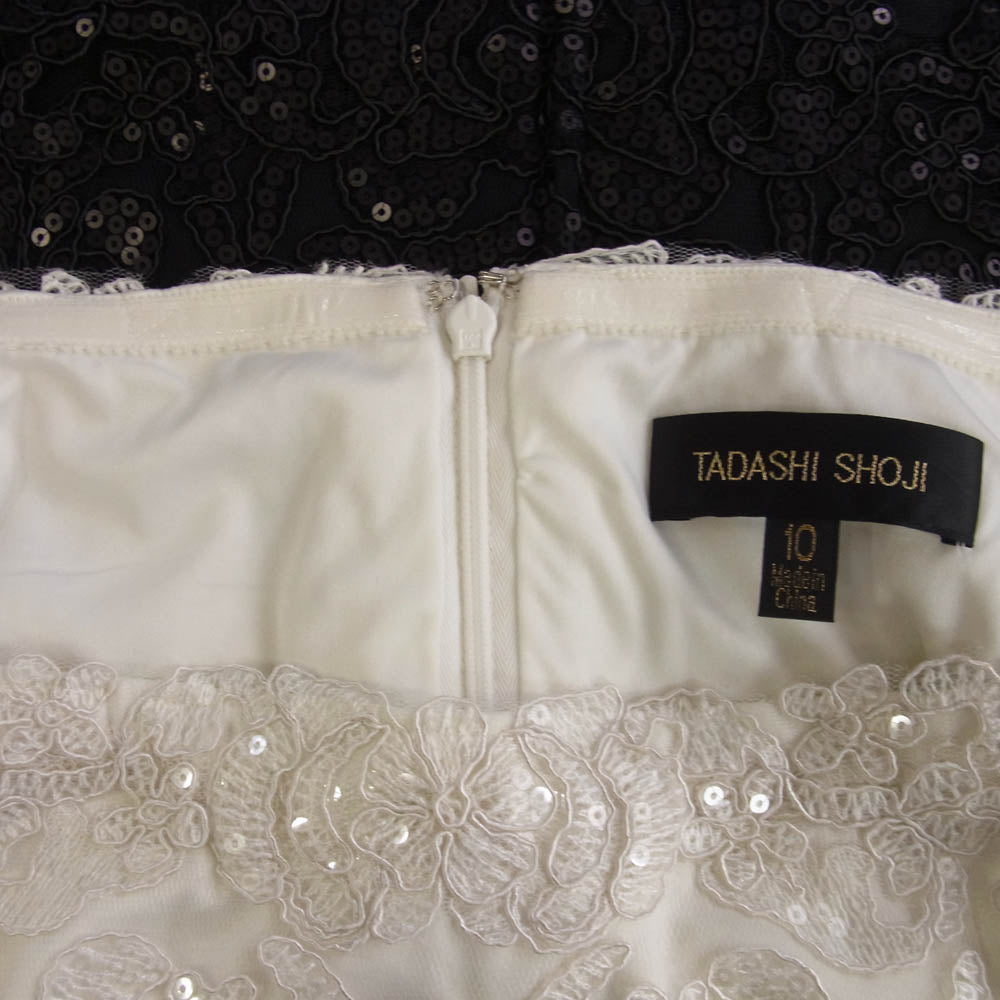 TADASHI SHOJI タダシショージ ATV16390MX スパン コール バイカラー ドレス ノースリーブ ワンピース ホワイト系 ブラック系 10【中古】