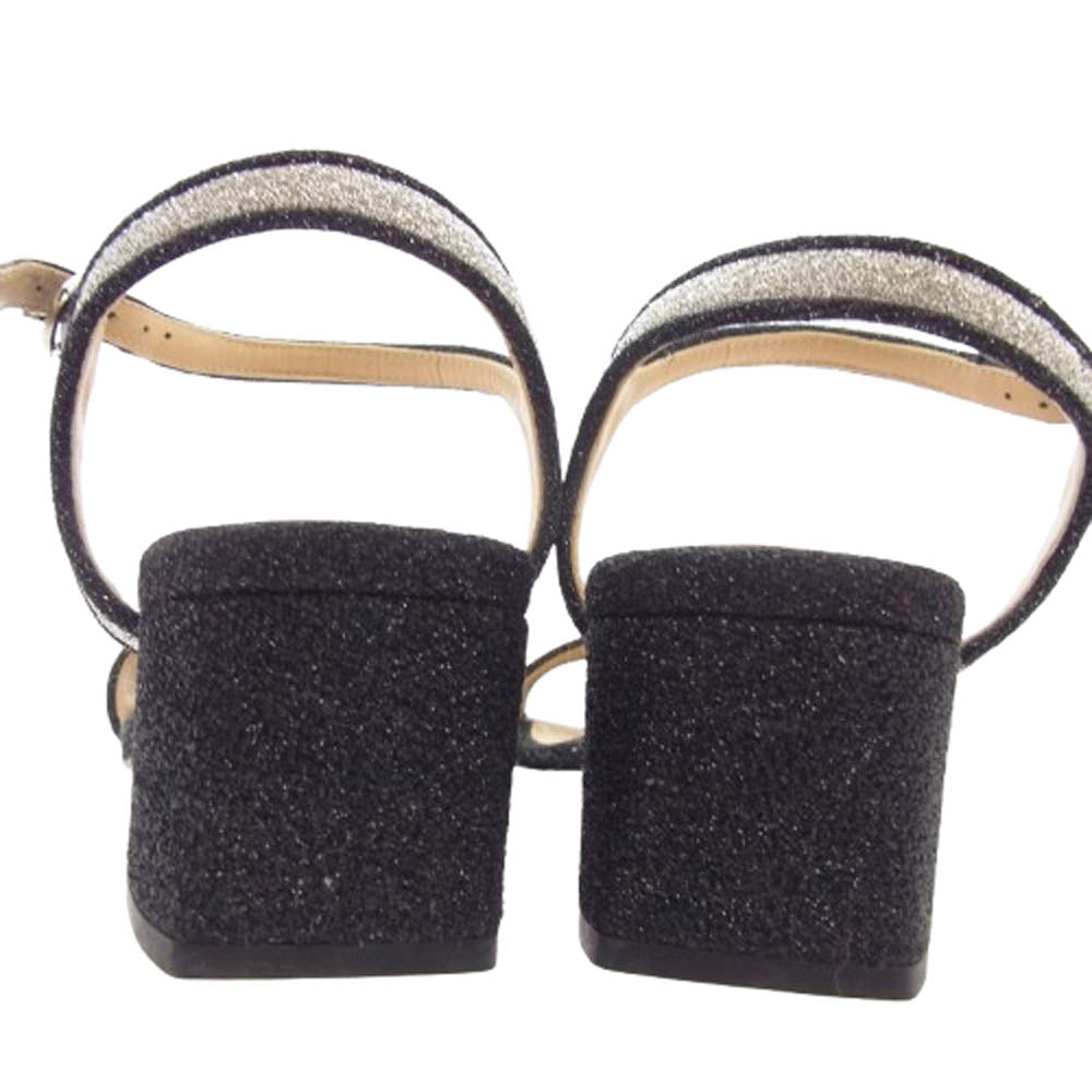 CHANEL シャネル グリッター ヒール サンダル ブラック系 シルバー系 39C【中古】