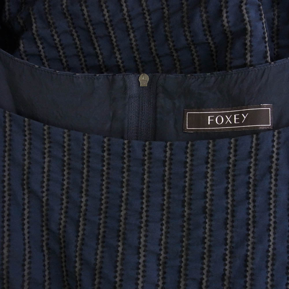 FOXEY フォクシー 42255-A00F05KA Dress Framboise フランボワーズ ノースリーブ ワンピース ネイビー系 40【中古】