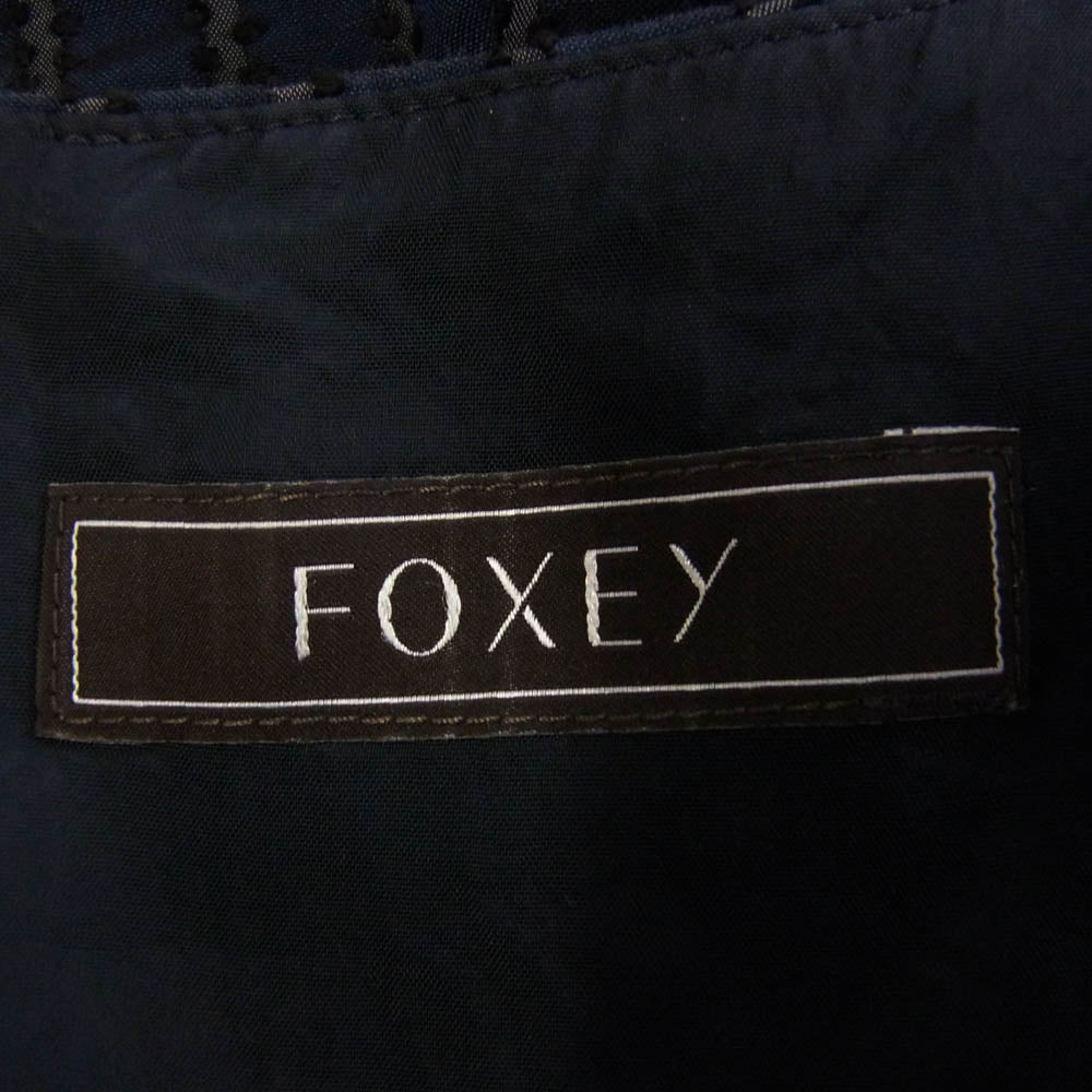 FOXEY フォクシー 42255-A00F05KA Dress Framboise フランボワーズ ノースリーブ ワンピース ネイビー系 40【中古】