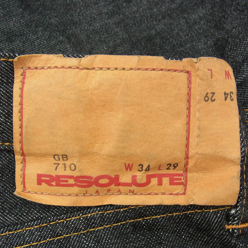 RESOLUTE リゾルト GB710 15th Anniversary Denim Jeans 15周年記念 ゴースト ジーンズ デニム パンツ インディゴブルー系 34【中古】