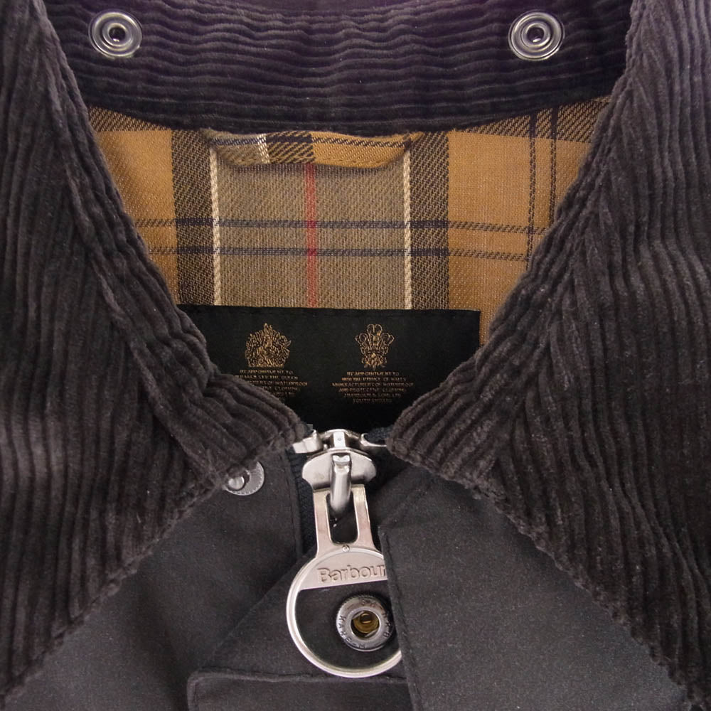 Barbour バブアー 242MWX1678 TRANSPORT トランスポート 襟コーデュロイ 裏地チェック ワックス ショート ジャケット ダークグレー系 38【中古】