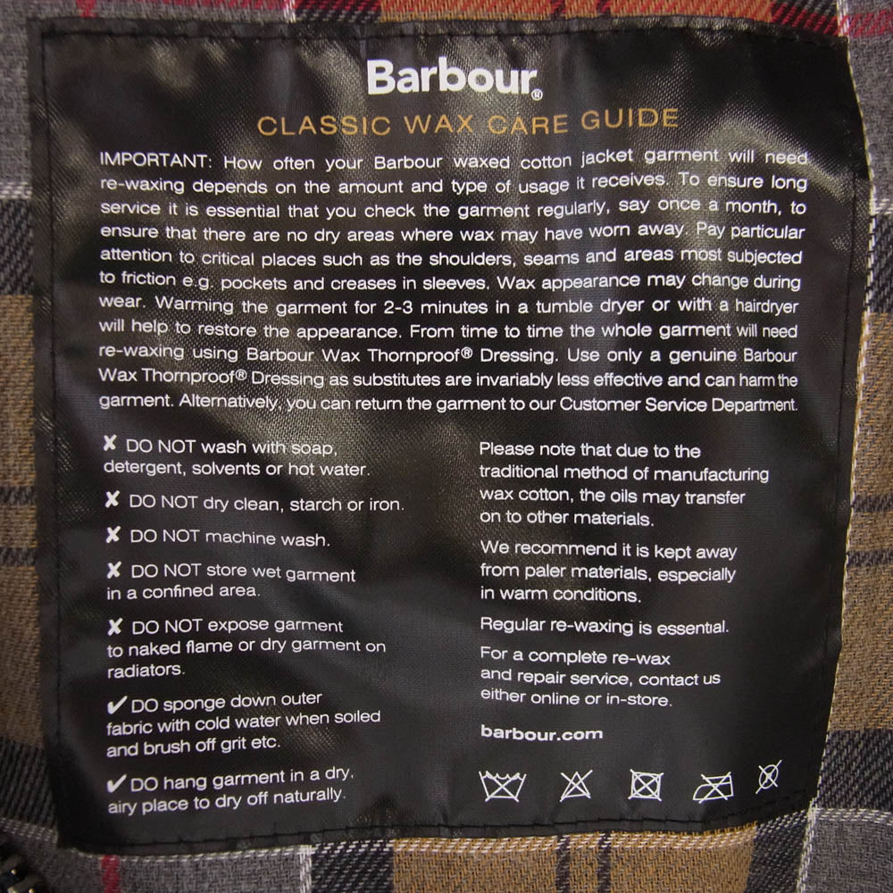 Barbour バブアー 242MWX1678 TRANSPORT トランスポート 襟コーデュロイ 裏地チェック ワックス ショート ジャケット ダークグレー系 38【中古】