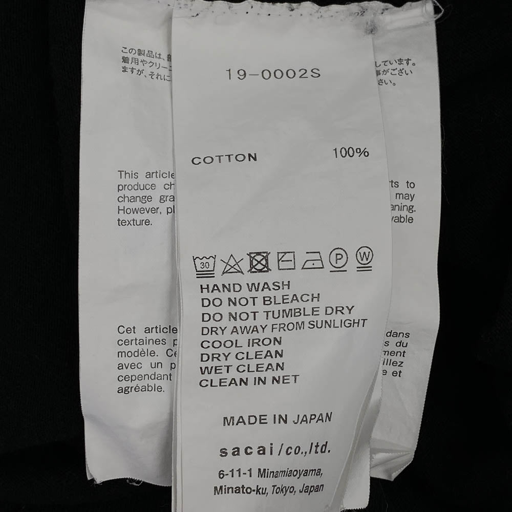 Sacai サカイ 19SS 19-0002S melting pot T shirts メルティング ポット クルーネック プリント 半袖 Tシャツ ブラック系 2【中古】