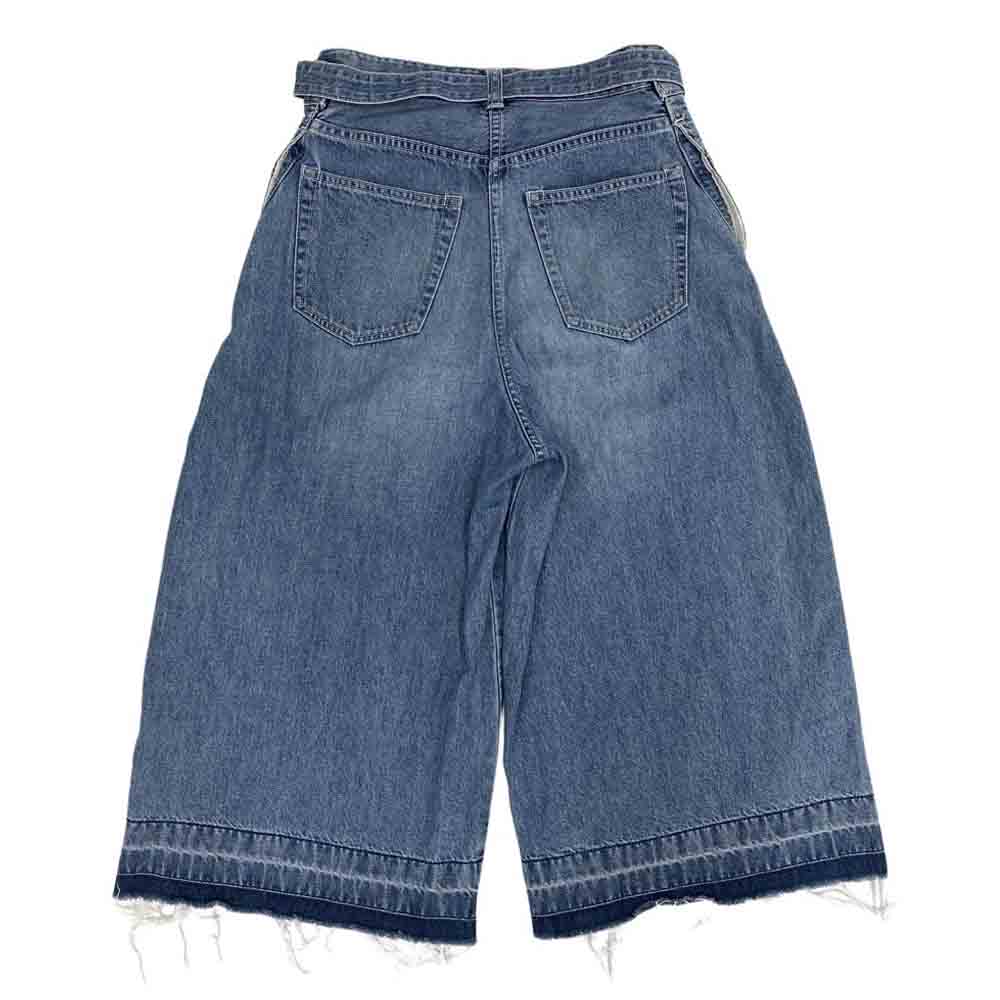 Sacai サカイ 18SS 18-03609 カットオフ デニム ショーツ ワイド パンツ インディゴブルー系 1【中古】