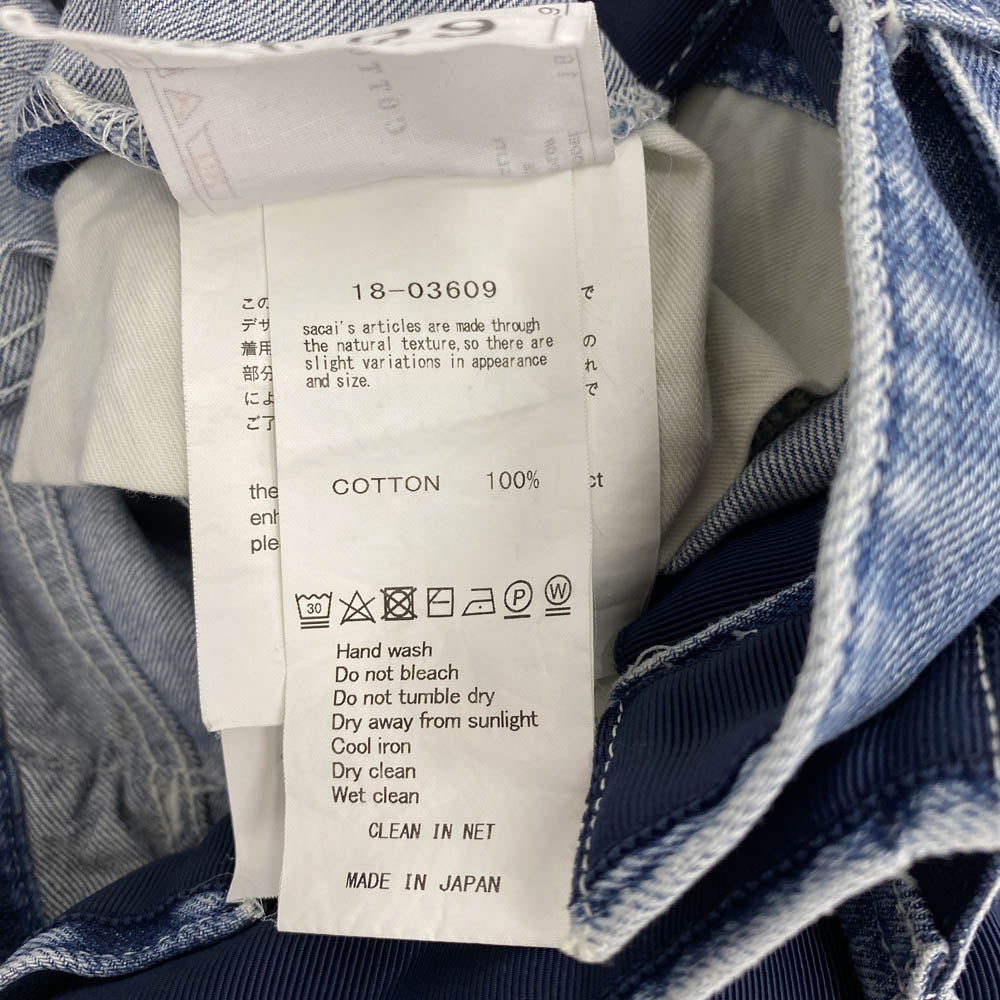 Sacai サカイ 18SS 18-03609 カットオフ デニム ショーツ ワイド パンツ インディゴブルー系 1【中古】