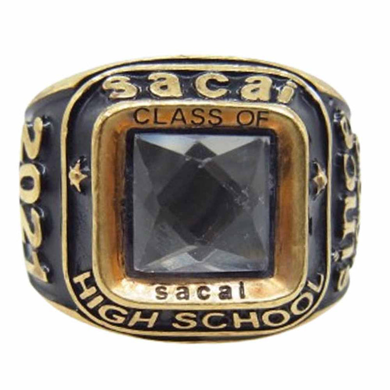 Sacai サカイ 21SS ロゴ カレッジリング ジルコニア 指輪 リング ゴールド系 ゴールド系【中古】