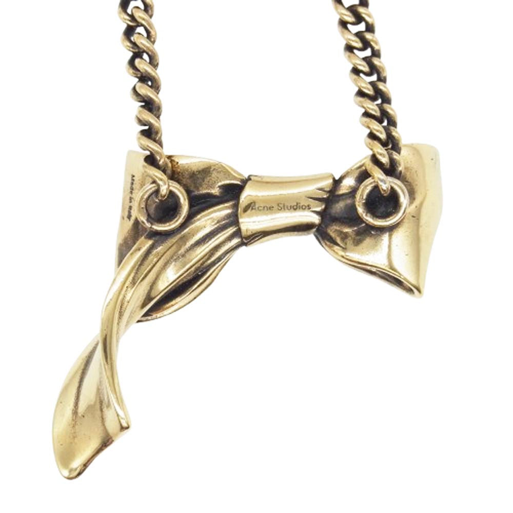 ACNE STUDIOS アクネストゥディオズ BOW NECKLACE リボン ネックレス ゴールド系【中古】