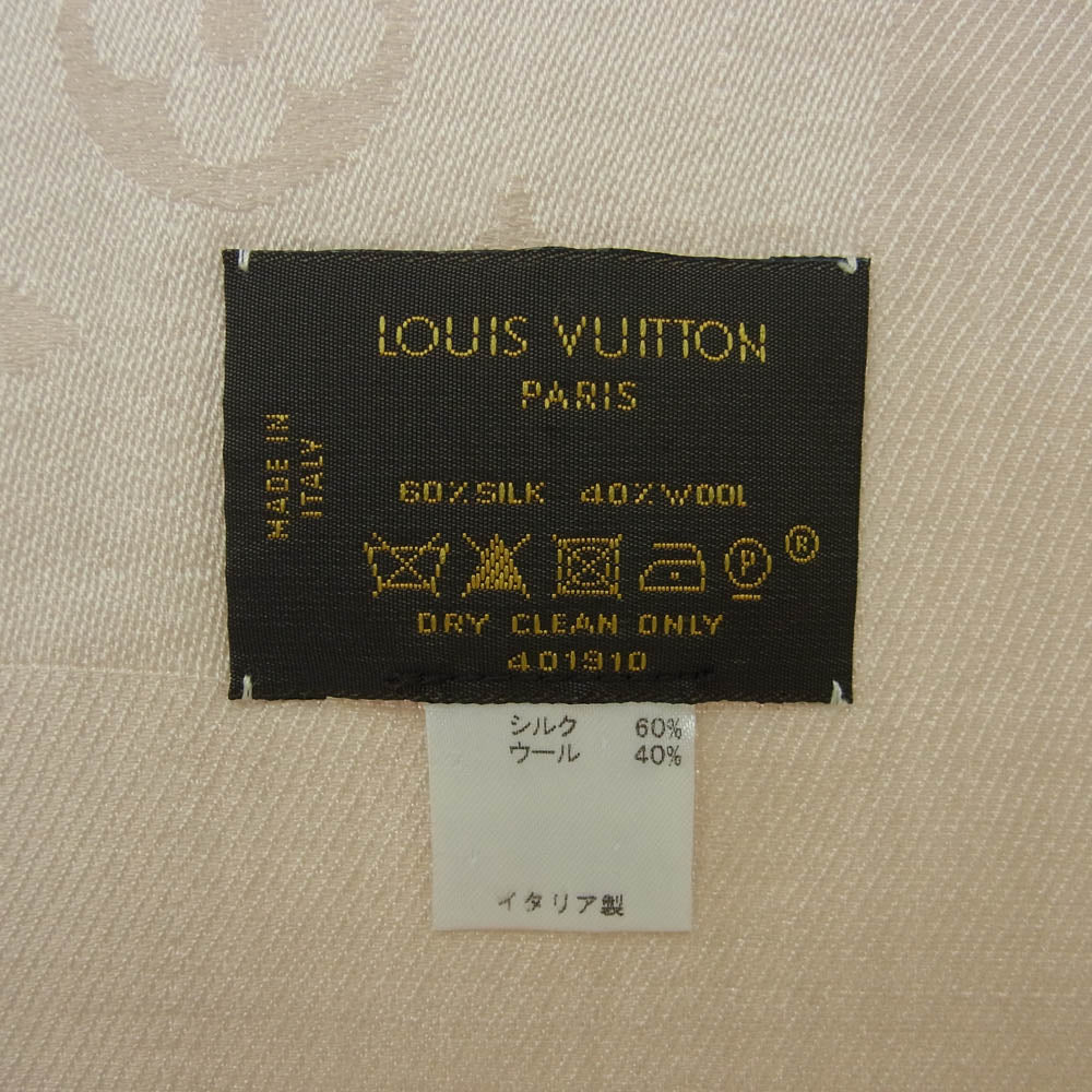 LOUIS VUITTON ルイ・ヴィトン 402336 シルク ウール ストール ショール ベージュ系【中古】
