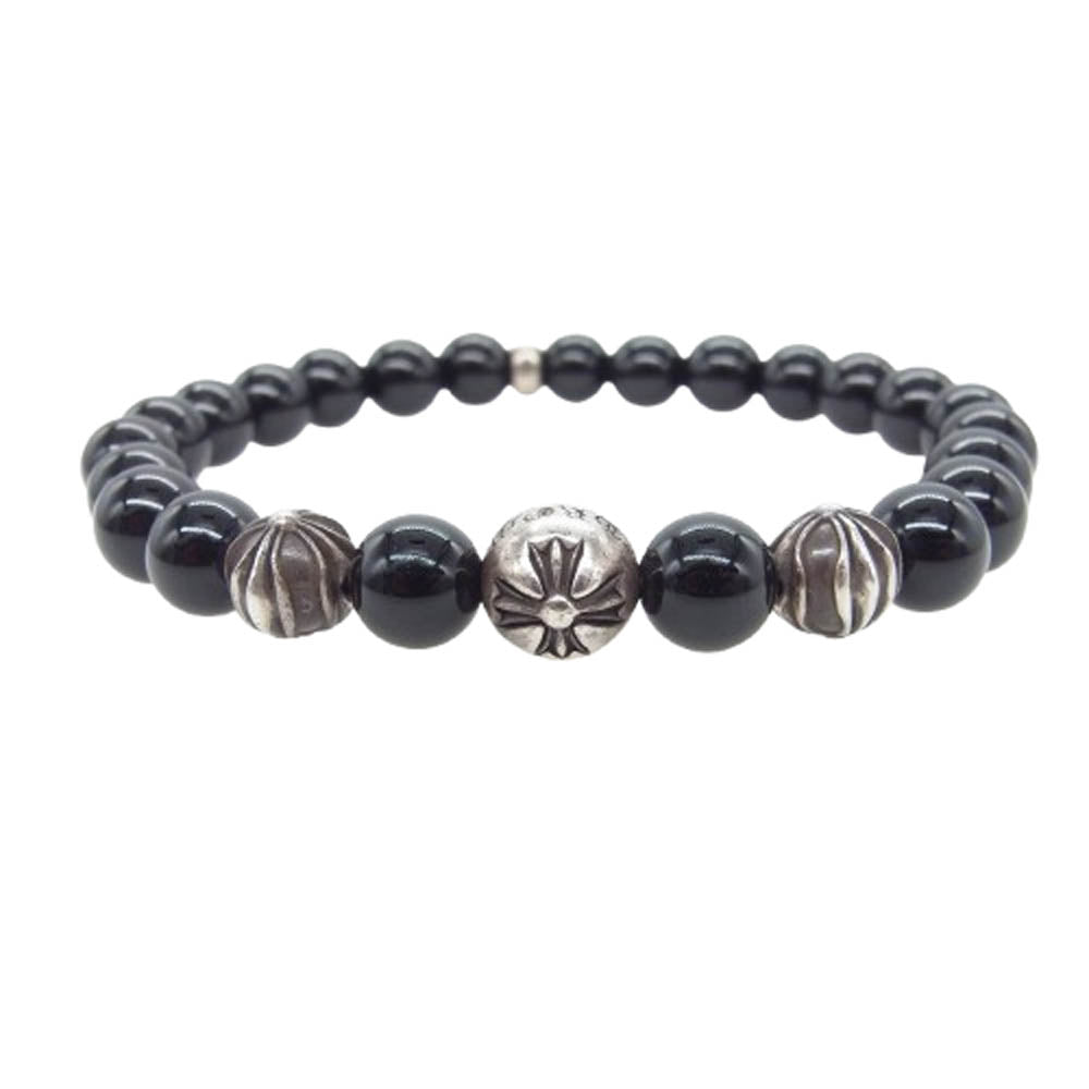CHROME HEARTS クロムハーツ（原本無） 8mm BEAD クロスボール ビーズ ブレスレット ブラック系【中古】