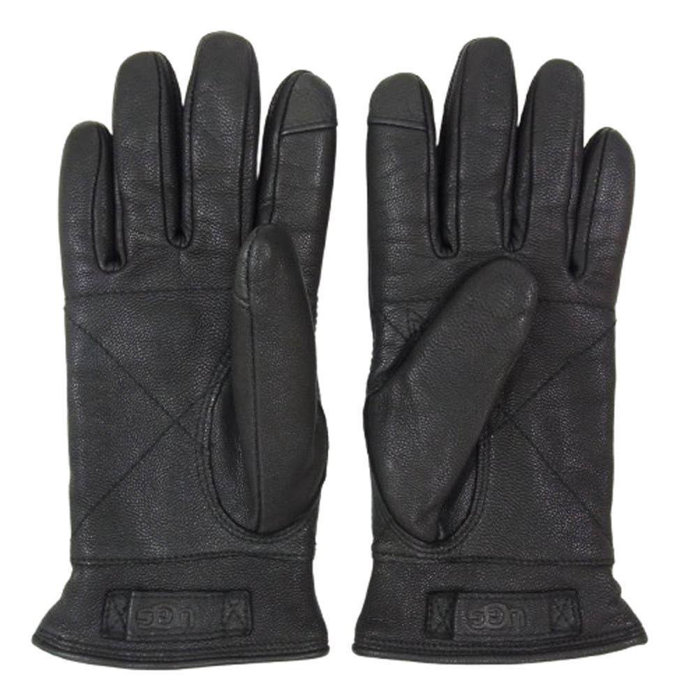 UGG アグ Point Leather Glove ポイント ラム レザー グローブ ブラック系 M【中古】