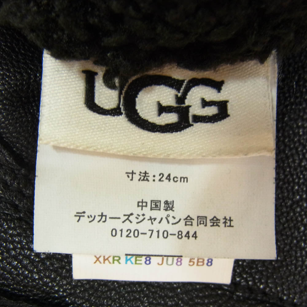 UGG アグ Point Leather Glove ポイント ラム レザー グローブ ブラック系 M【中古】