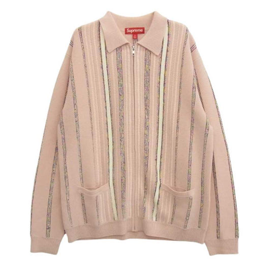 Supreme シュプリーム 24AW RN101837 Speckle Stripe Zip Up Cardigan ジップアップ 長袖 カーディガン ピンク系 M【中古】