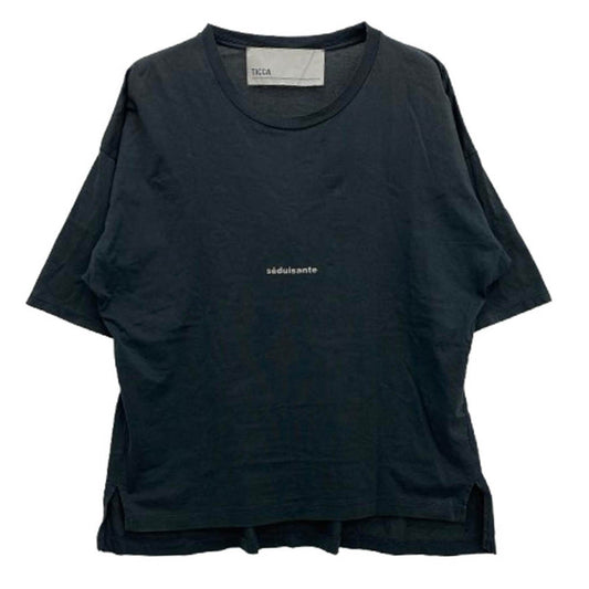 ティッカ TBKS-741 ロゴ クルーネック カットソー コットン 半袖 Tシャツ ネイビー系 F【中古】