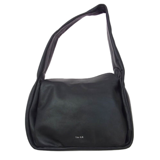 ヤーカ Y2306FRB17 real leather tuck design hand ＆ tote bag リアル レザー タック デザイン ハンド 牛革 トート バッグ ブラック系 free【美品】【中古】