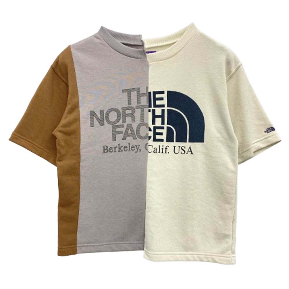 THE NORTH FACE ノースフェイス NT3221N PURPLE LABEL Asymmetry Logo Tee アシメ ロゴ 半袖 Tシャツ ◆アシンメトリー クレイジーカラー ロゴ Tシャツ マルチカラー系 WS【中古】