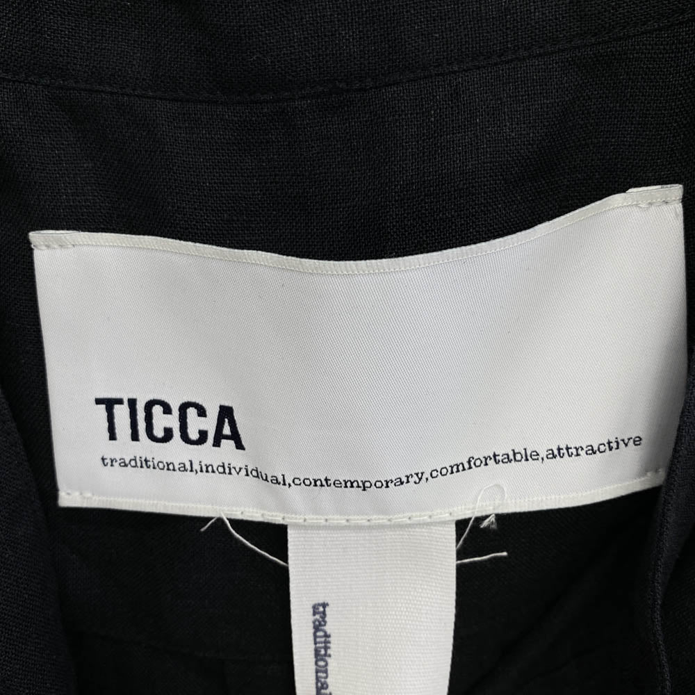 ティッカ TBCS-303 フレンチ ノースリーブ シャツ ブラック系 F【中古】