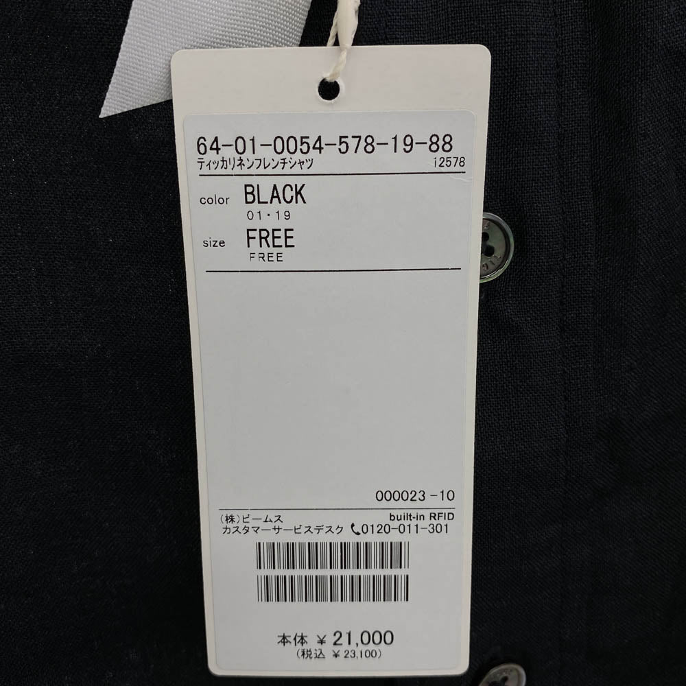 ティッカ TBCS-303 フレンチ ノースリーブ シャツ ブラック系 F【中古】