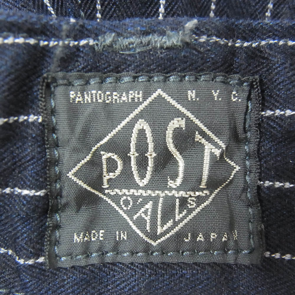 POST OVERALLS ポストオーバーオールズ 3301-IS Mainter Pants IS Gangster stripe indigo ウォバッシュ ペインター パンツ ネイビー系 M【中古】
