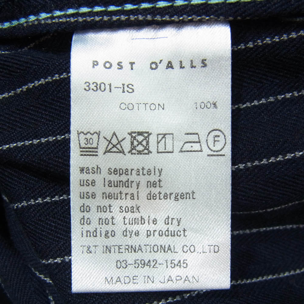 POST OVERALLS ポストオーバーオールズ 3301-IS Mainter Pants IS Gangster stripe indigo ウォバッシュ ペインター パンツ ネイビー系 M【中古】