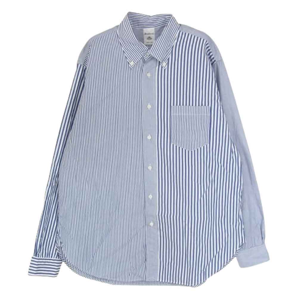 サウスウィック 111-10-0618 ボタンダウン ブロード ストライプ 長袖 シャツ ブルー系 L【中古】
