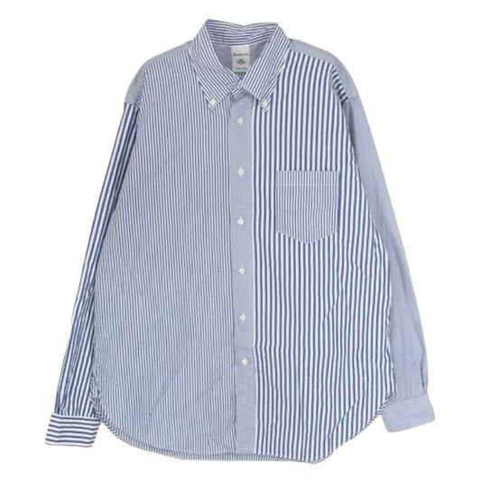 サウスウィック 111-10-0618 ボタンダウン ブロード ストライプ 長袖 シャツ ブルー系 L【中古】