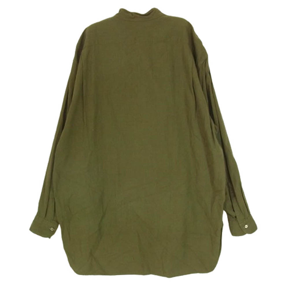 COMOLI コモリ 21SS T01-02010 ベタシャンプル オーバー ノーカラー 長袖 シャツ カーキ系 2【中古】