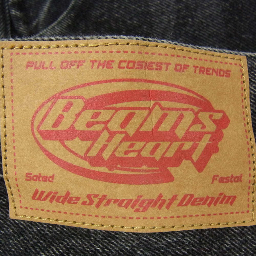 BEAMS ビームス 42-21-0046-147 HEART ブラスト ワイド ストレート デニム ブラック系 M【中古】