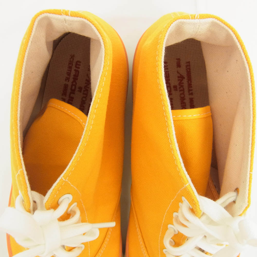 ANATOMICA アナトミカ × WAKOUWA ワクワ HI CUT CUTCOTTON YELLOW×WHITE SOLE ハイカット コットン スニーカー イエロー イエロー系 25.5cm【極上美品】【中古】
