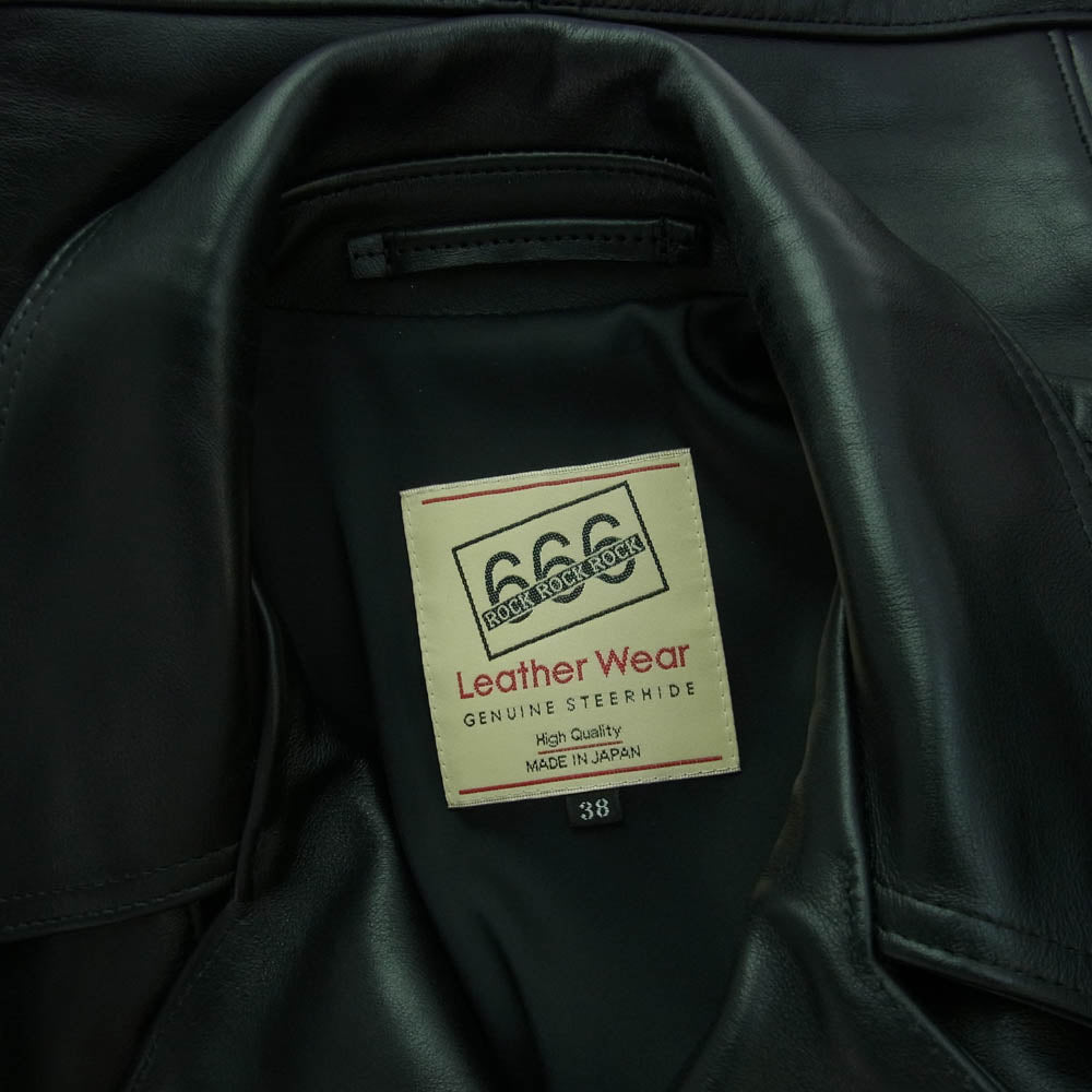 トリプルシックスレザーウェア LJM-8 FRONT FLAP LEATHER JACKET フロント フラップ レザー ジャケット ブラック系 38【美品】【中古】