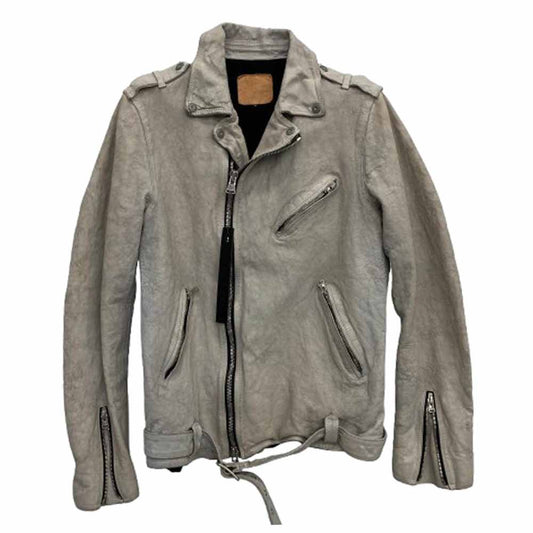 ISAMUKATAYAMA BACKLASH イサムカタヤマバックラッシュ 1927-06 JAPAN CALF NATURAL DYED “GARMENT-WASH” DOUBLE RIDERS ジャパンカーフ 製品洗い ダブルライダース ホワイト系 L 3【中古】