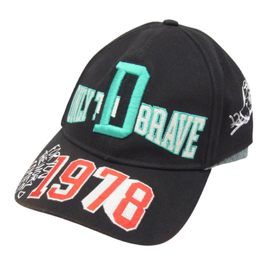 DIESEL ディーゼル RN93243-CA25594 BASEBALL CAP 刺繍 ロゴ ベースボール キャップ 帽子 ブラック系【中古】