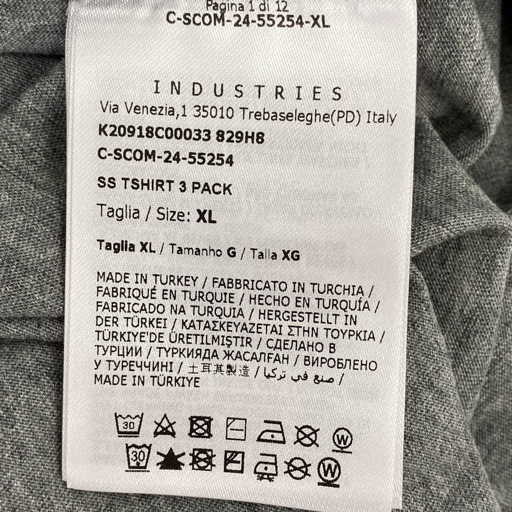 MONCLER モンクレール 25SS K20918C00033 829H8 モンクレールジャパンタグ SS TSHIRT 3 PACK ワッペン付 Tシャツ 半袖カットソー グレー系 XL【極上美品】【中古】