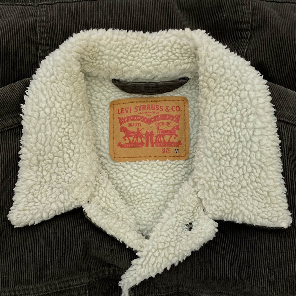 Levi's リーバイス CW-2118 コーデュロイ 裏ボア ジャケット オリーブ系 M【中古】