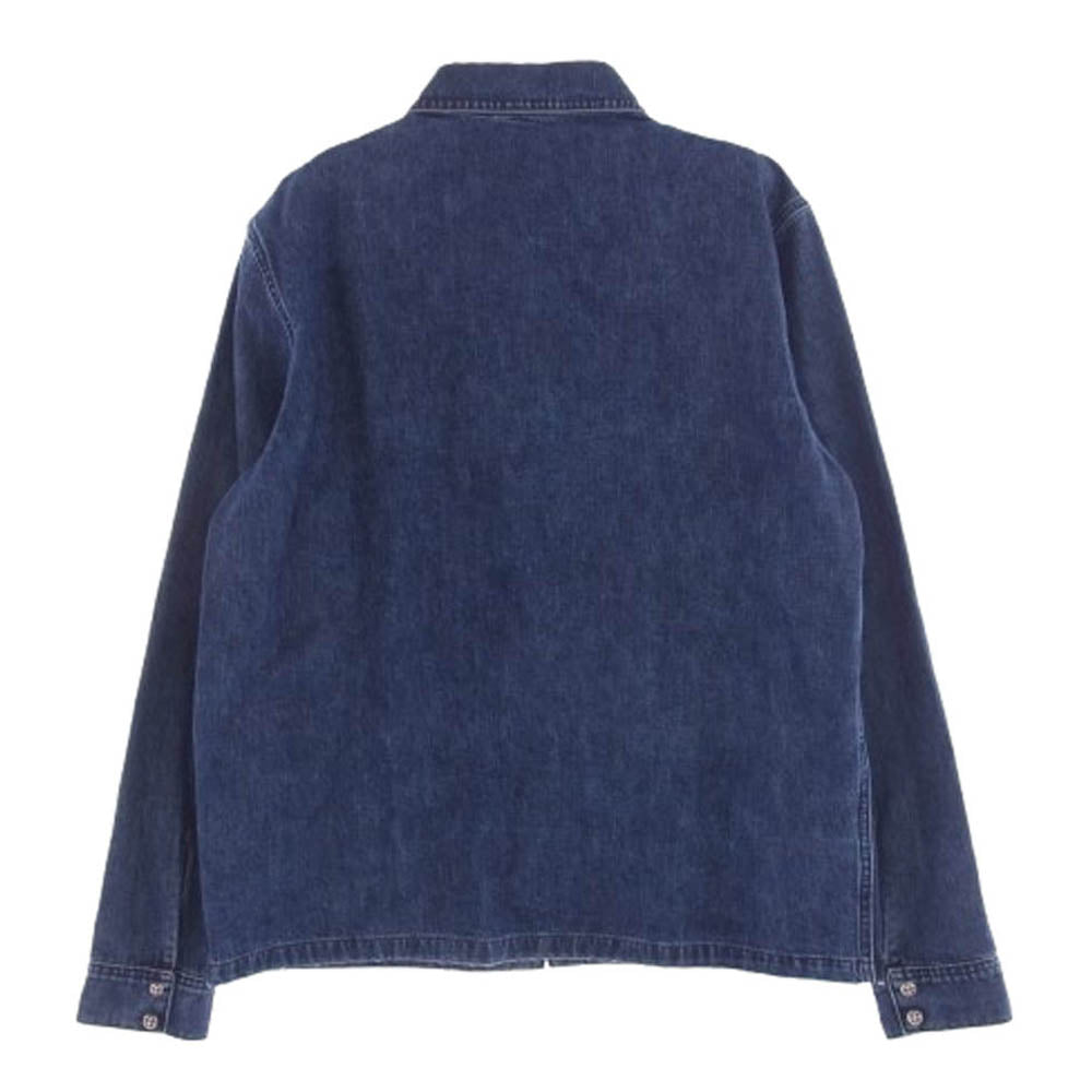 CHROME HEARTS クロムハーツ（原本無） WORK DOG GARAGE WDNM 5レザー クロスパッチ 13クロスボール スナップボタン インディゴ デニム シャツ ジャケット Lサイズ インディゴブルー系 L【極上美品】【中古】