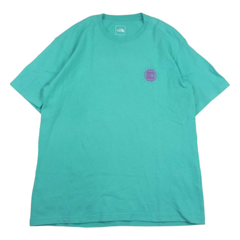 THE NORTH FACE ノースフェイス NT32451 S/S GEO SQUARE LOGO TEE ジオ スクエア ロゴ ヘビーコットン Tシャツ ブルー ブルー系 L【中古】