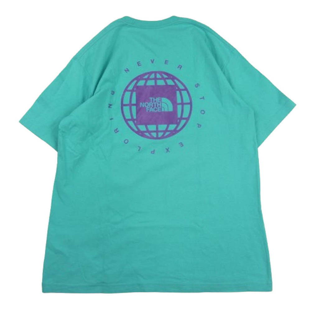 THE NORTH FACE ノースフェイス NT32451 S/S GEO SQUARE LOGO TEE ジオ スクエア ロゴ ヘビーコットン Tシャツ ブルー ブルー系 L【中古】