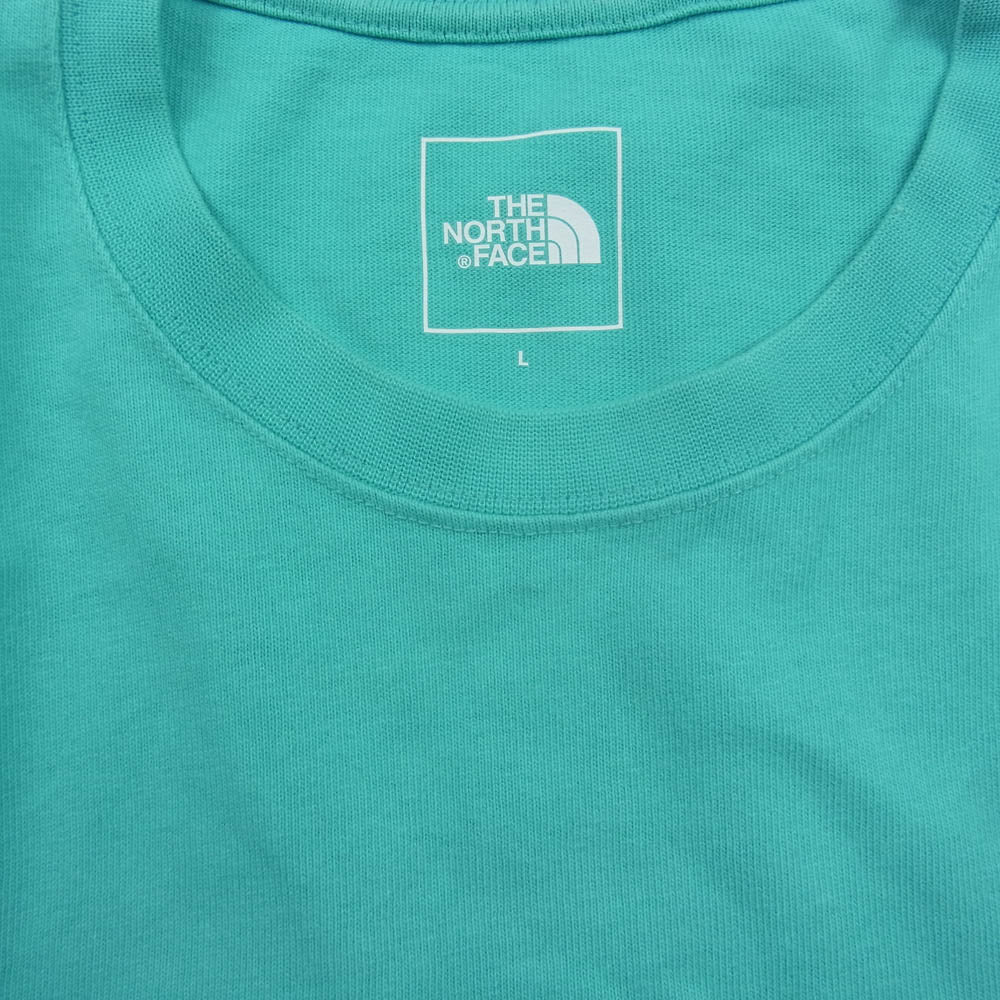 THE NORTH FACE ノースフェイス NT32451 S/S GEO SQUARE LOGO TEE ジオ スクエア ロゴ ヘビーコットン Tシャツ ブルー ブルー系 L【中古】