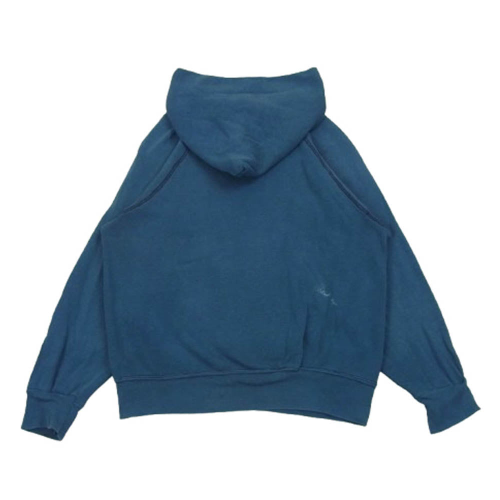 Champion チャンピオン 80s USA製 トリコタグ前期 プリント ラグラン パーカー コットン アクリル ブルー系 S【中古】