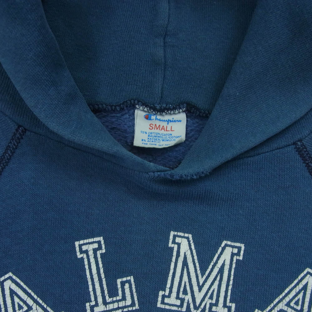 Champion チャンピオン 80s USA製 トリコタグ前期 プリント ラグラン パーカー コットン アクリル ブルー系 S【中古】